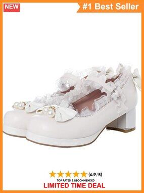 Women's Mary Jane Pumps Mid Block Heel Synthetic Kawaii Lolita Cosplay Shoes